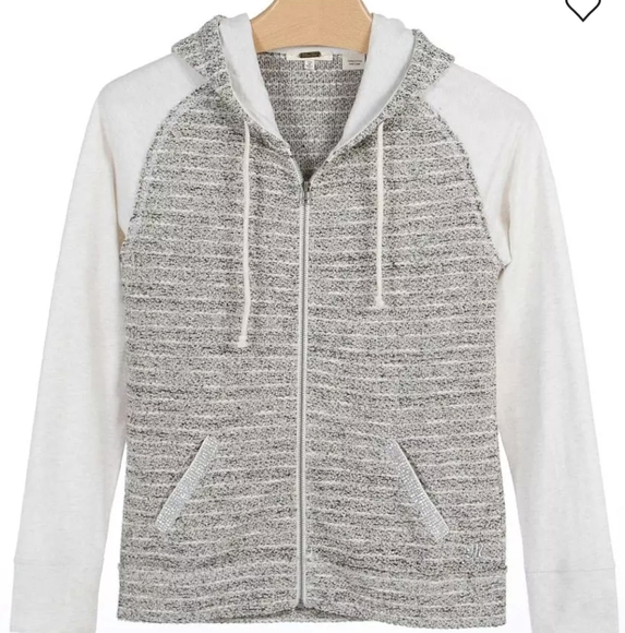 Miss Me Women's White/Gray Hooded Jeweled Zip Up Hoodie Size Large - Picture 3 of 14
